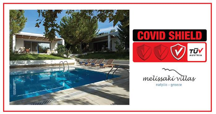 Melissaki Villas: Πιστοποιήθηκε με το Ιδιωτικό Σχήμα Πιστοποίησης TÜV AUSTRIA CoVid Shield, με το επίπεδο Principal