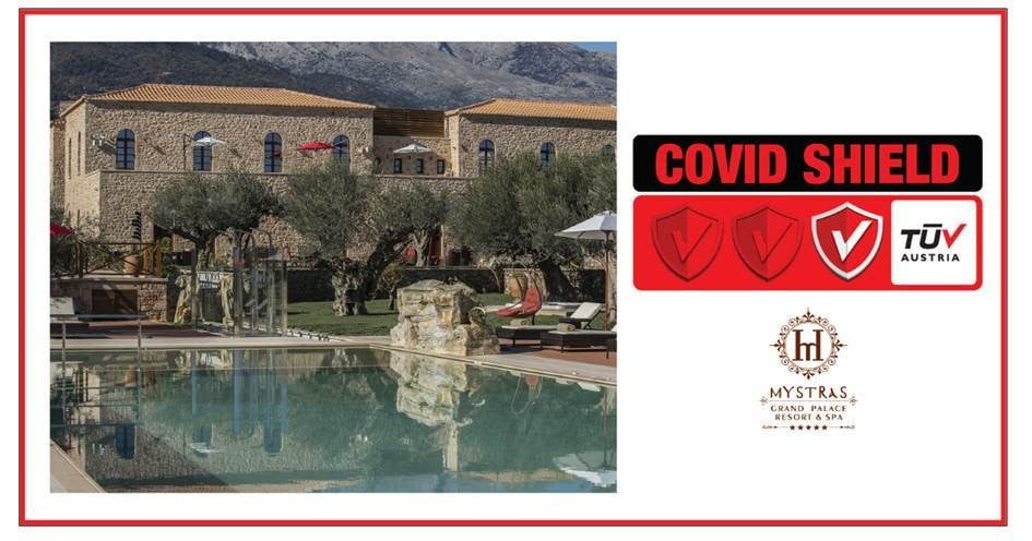 To πολυτελές 5* Mystras Grand Palace Resort πιστοποιήθηκε με το Ιδιωτικό Σχήμα Πιστοποίησης TÜV AUSTRIA CoVid Shield, με το επίπεδο “Principal”